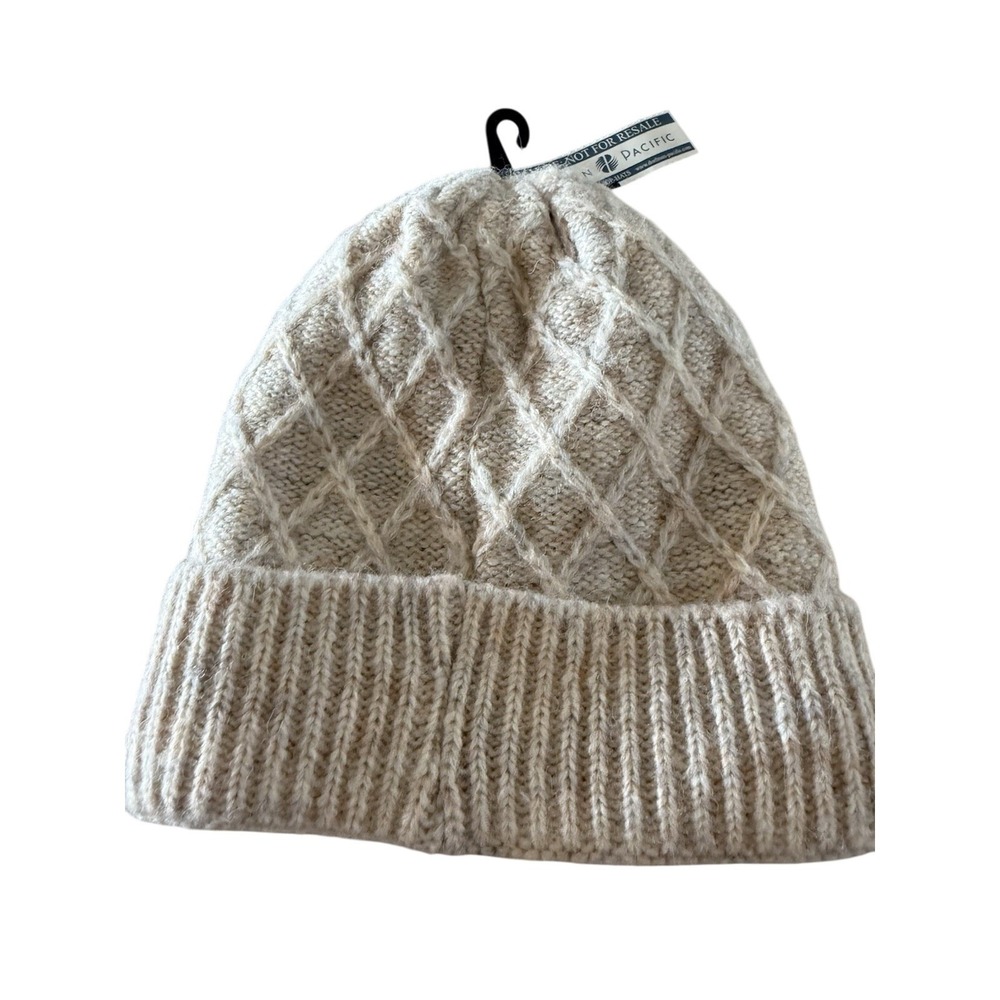 Scala Women's Honeycomb Knit Beanie BIRCH WHITE Lined With Faux‎ Fur